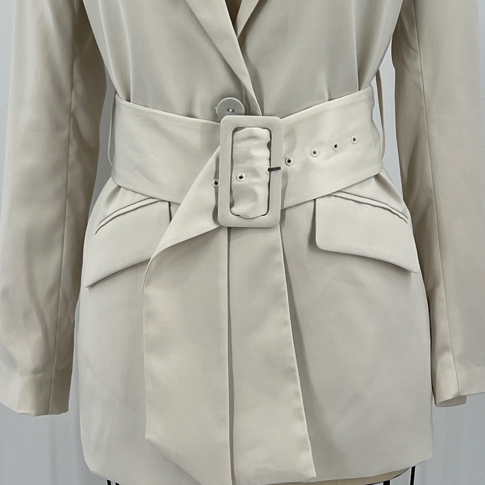 House of Harlow 1960 Satin Belted Blazer Cream SZ XS - Picture 3 of 10